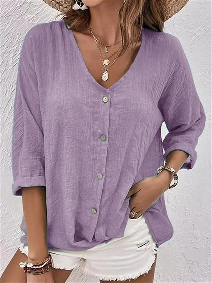 Fayo | Effortless V-Neck Button-Up Top