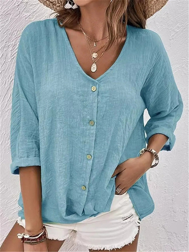 Fayo | Effortless V-Neck Button-Up Top