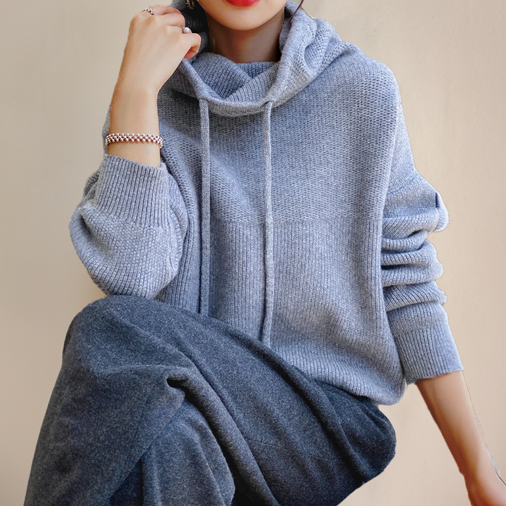 Phoebe | Oversized Knit Hoodie with Drawstring