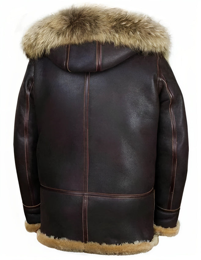 Edvard | Classic Leather Shearling Hooded Jacket