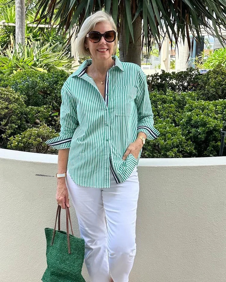 Ula | Women's Striped Button-Up Shirt