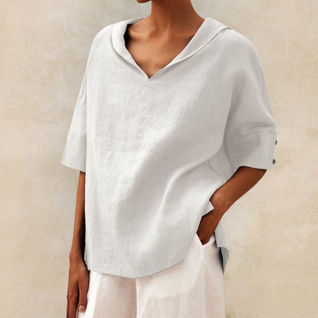 Lena | Women's V-Neck Casual Linen Shirt