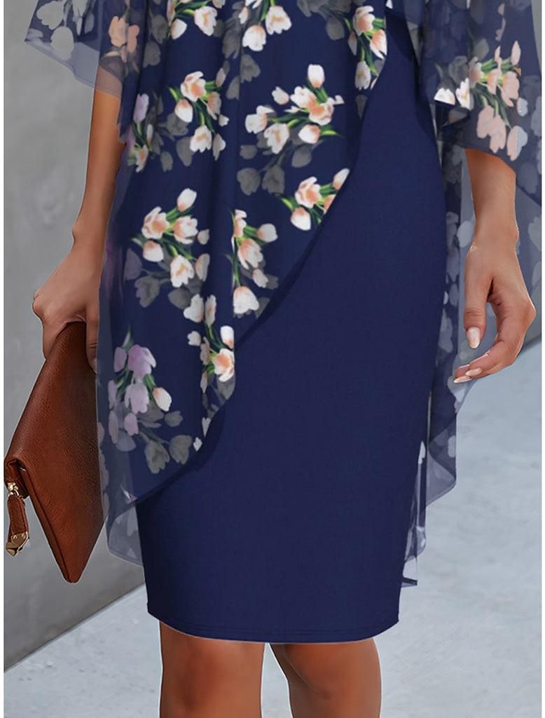 Margie | Floral Sheer Capelet Dress