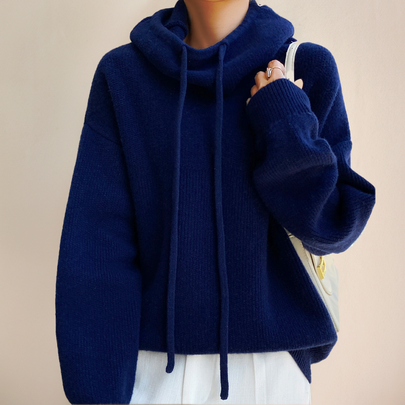 Phoebe | Oversized Knit Hoodie with Drawstring